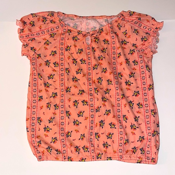2 PIECE TOP AND SKIRT, pretty peach with flowers,  Girls XXL 16, worn once - Picture 2 of 5